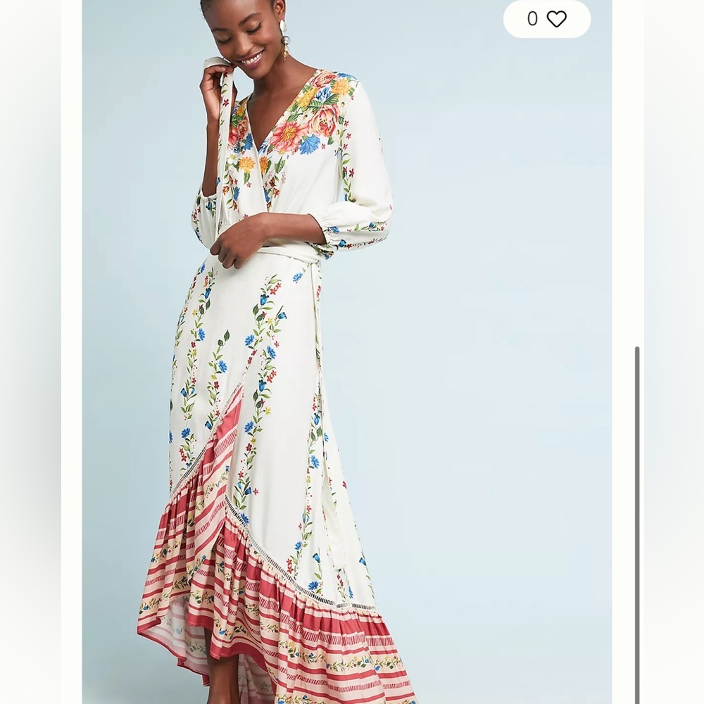 Anthropologie Farm Rio Springtime Maxi Wrap Dress